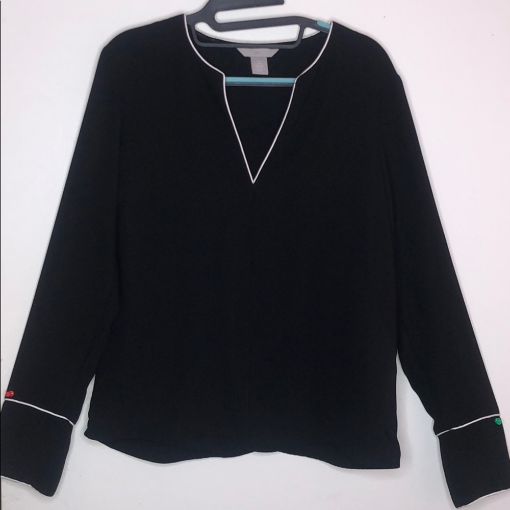 Black blouse with white detailing